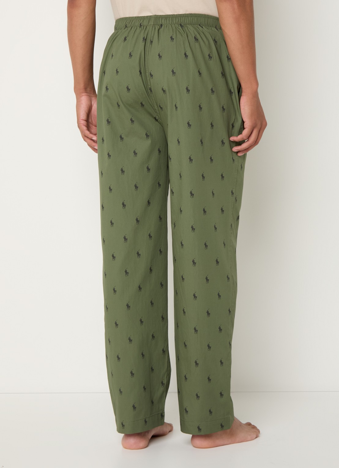 Ralph Lauren Pyjamabroek met logoprint en steekzakken - achterkant 5 legergroen