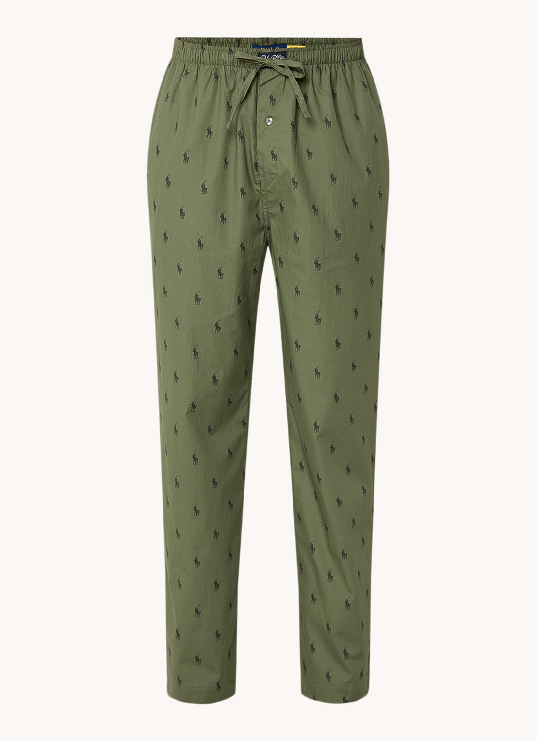 Ralph Lauren Pyjamabroek met logoprint en steekzakken - voorkant 3 legergroen