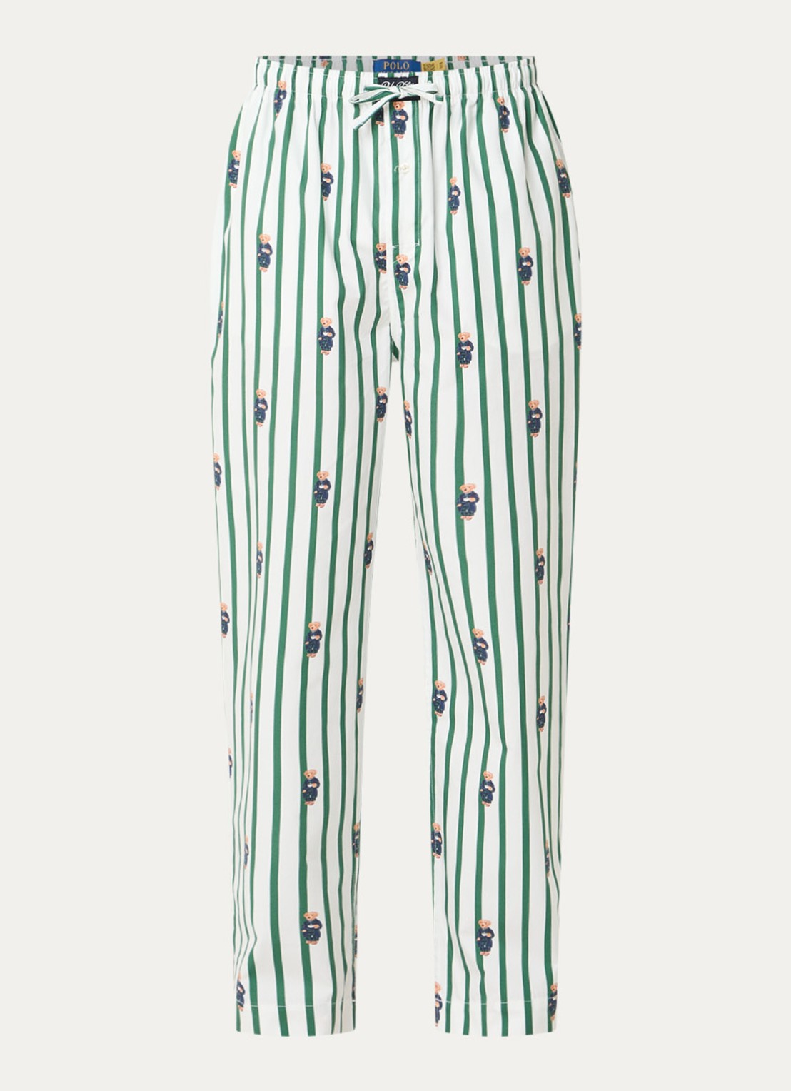 Ralph Lauren Pyjamabroek met logoprint en steekzakken - voorkant mosgroen