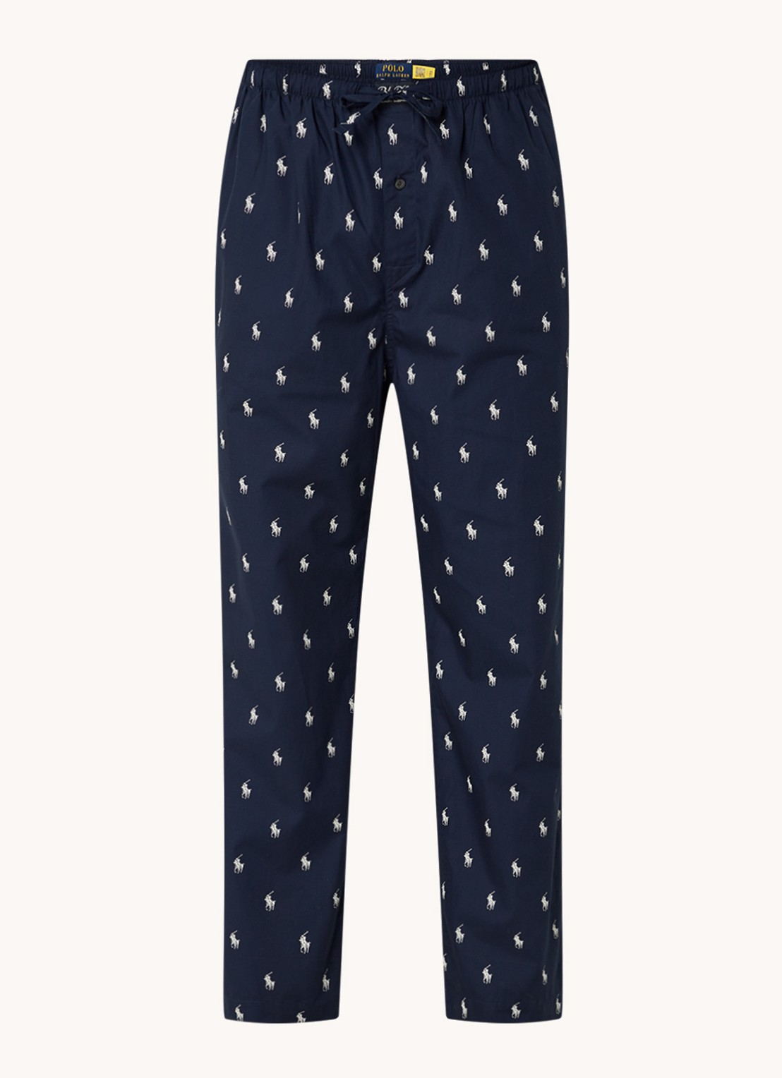 Ralph Lauren Pyjamabroek met logoprint en steekzakken - voorkant donkerblauw