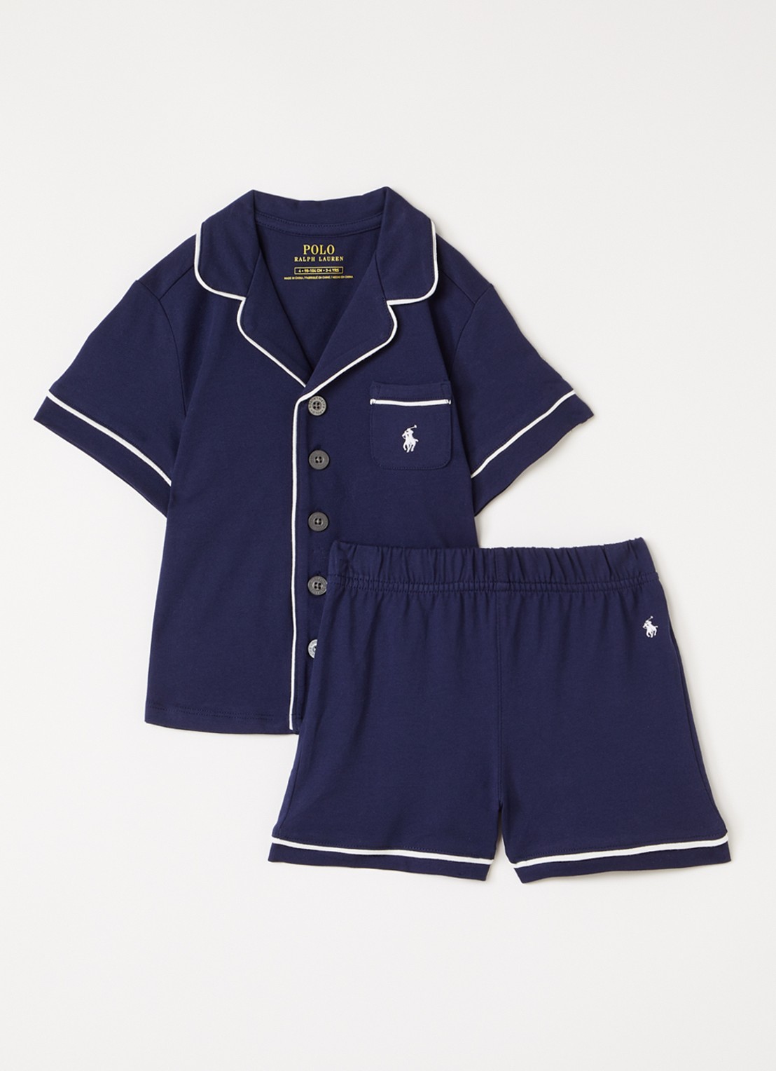 Ralph Lauren Pyjamaset met logo - voorkant donkerblauw