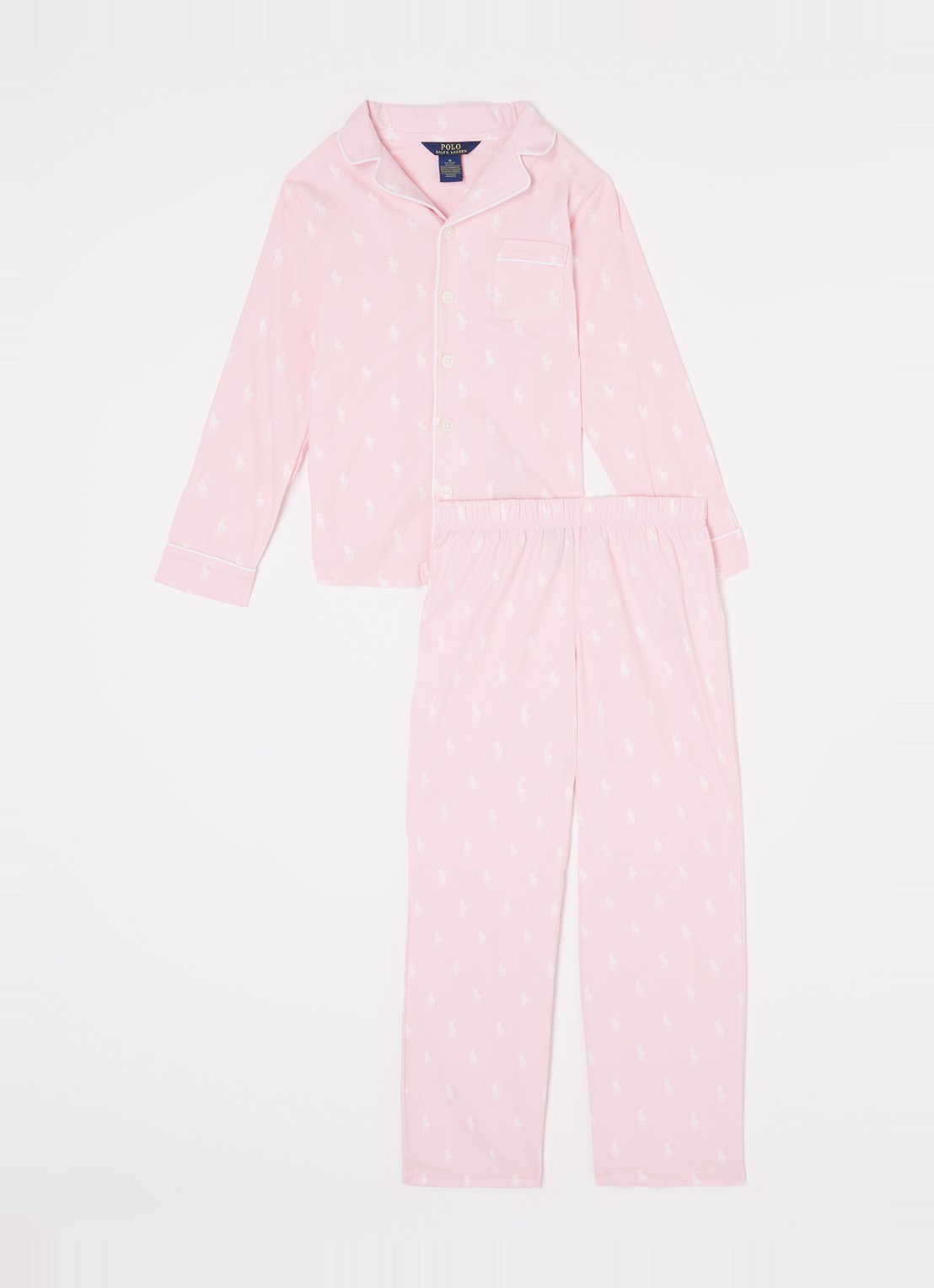 Ralph Lauren Pyjamaset met logoprint - voorkant roze