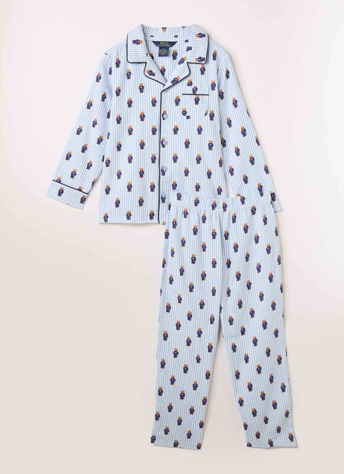 Ralph Lauren Pyjamaset met logoprint - voorkant lichtblauw