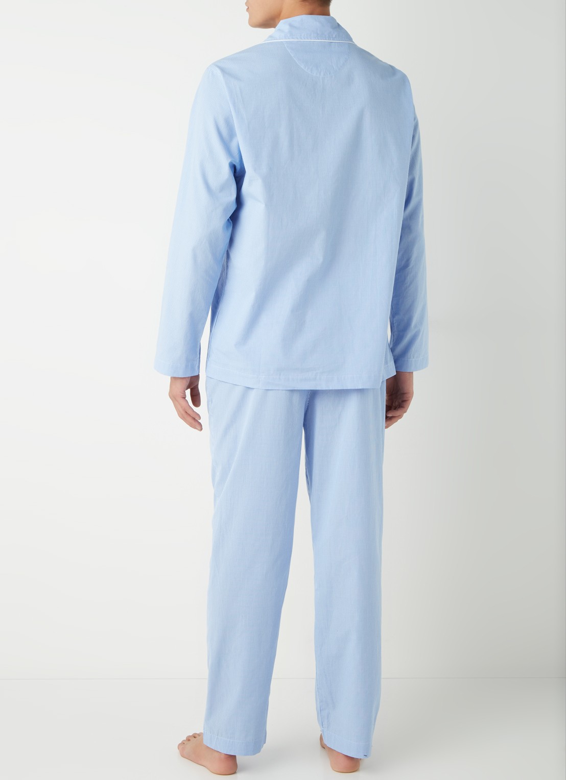 Ralph Lauren Pyjamaset met microdessin - achterkant lichtblauw