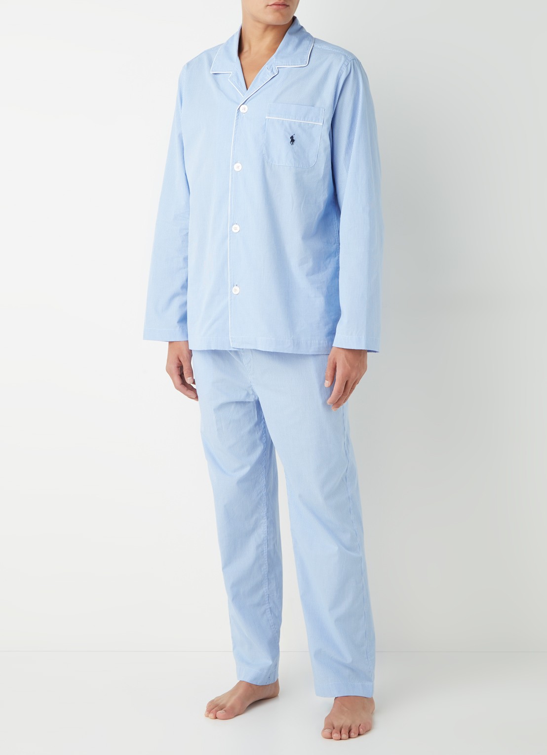 Ralph Lauren Pyjamaset met microdessin - detail 4 lichtblauw