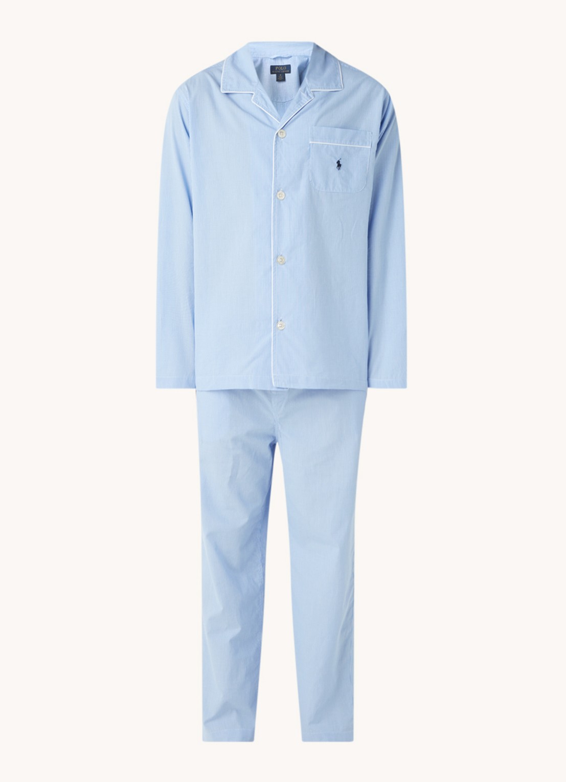 Ralph Lauren Pyjamaset met microdessin - voorkant 2 lichtblauw
