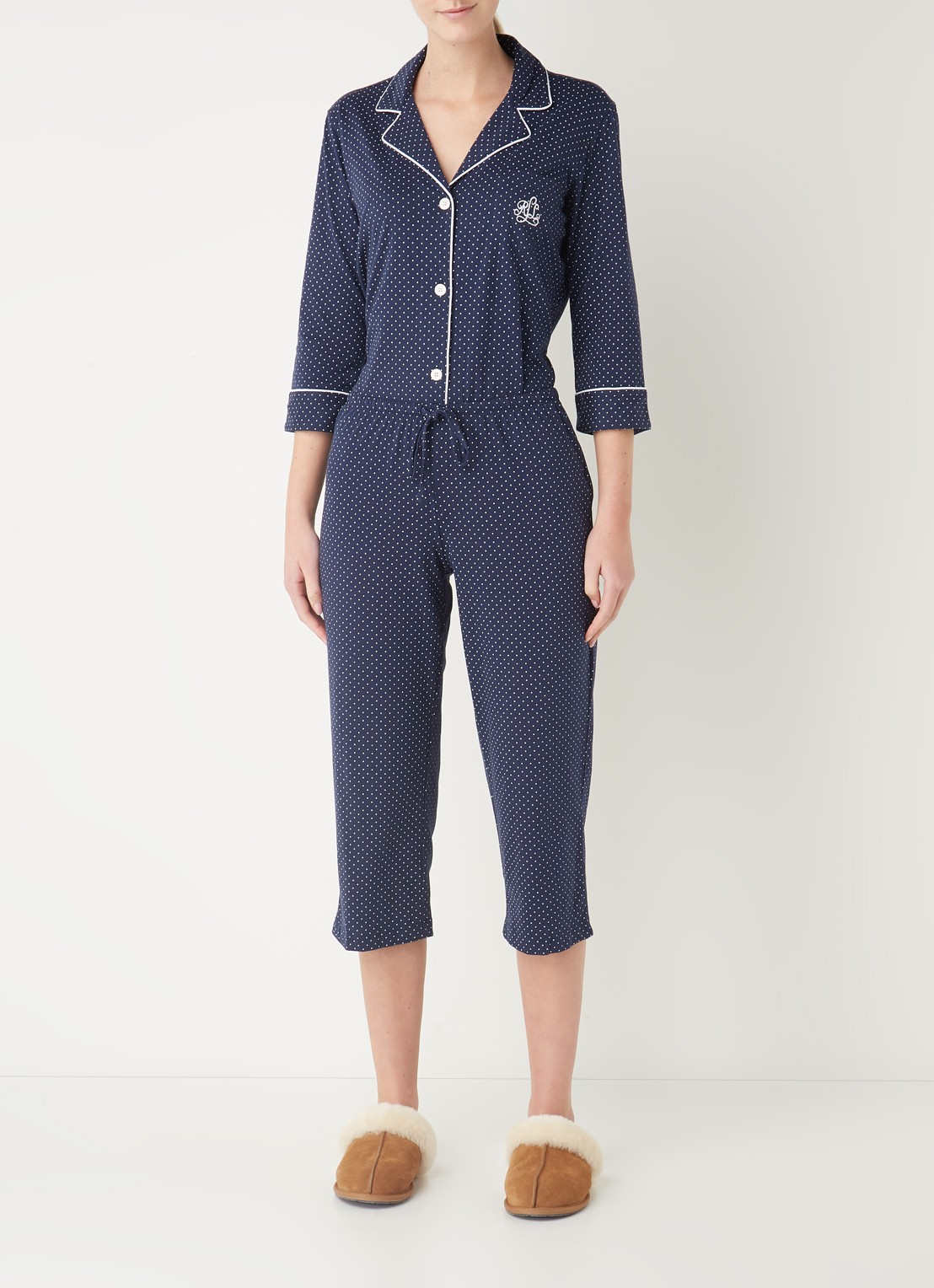 Ralph Lauren Pyjamaset met print - voorkant 2 donkerblauw