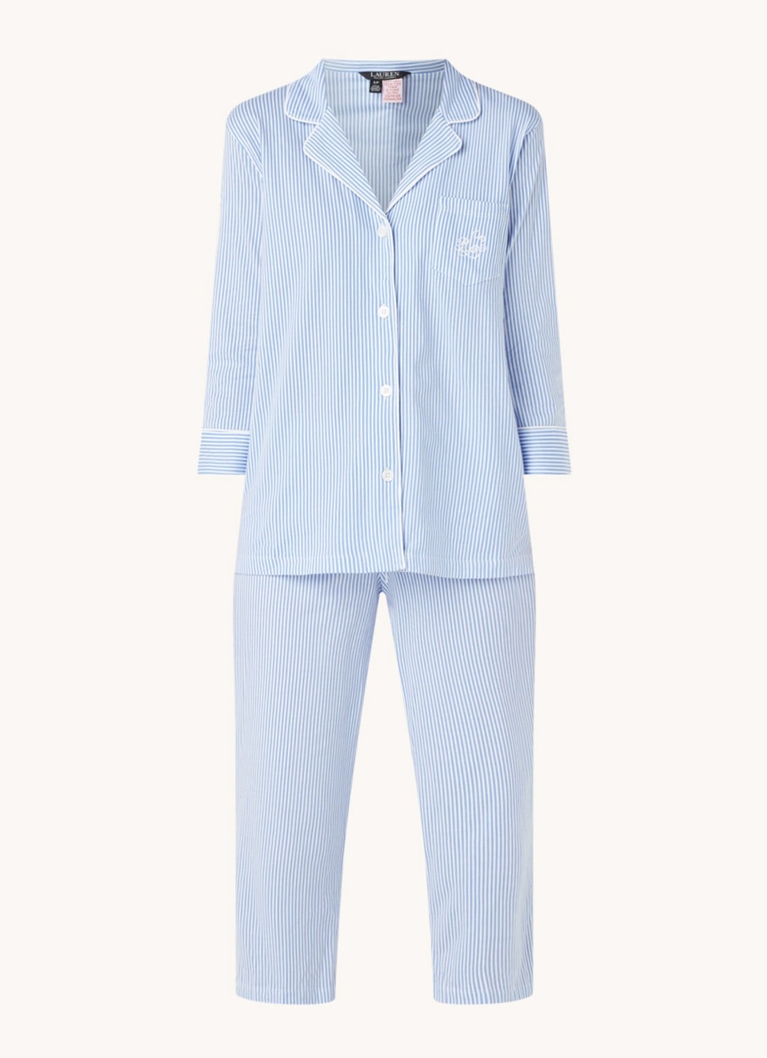 Ralph Lauren Pyjamaset met print - voorkant lichtblauw
