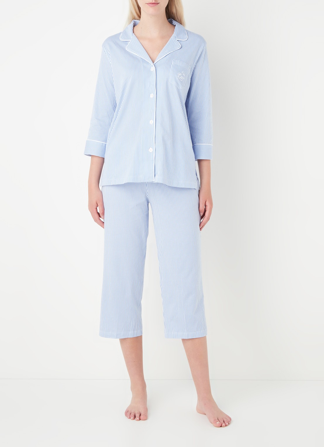 Ralph Lauren Pyjamaset met print - voorkant 2 lichtblauw