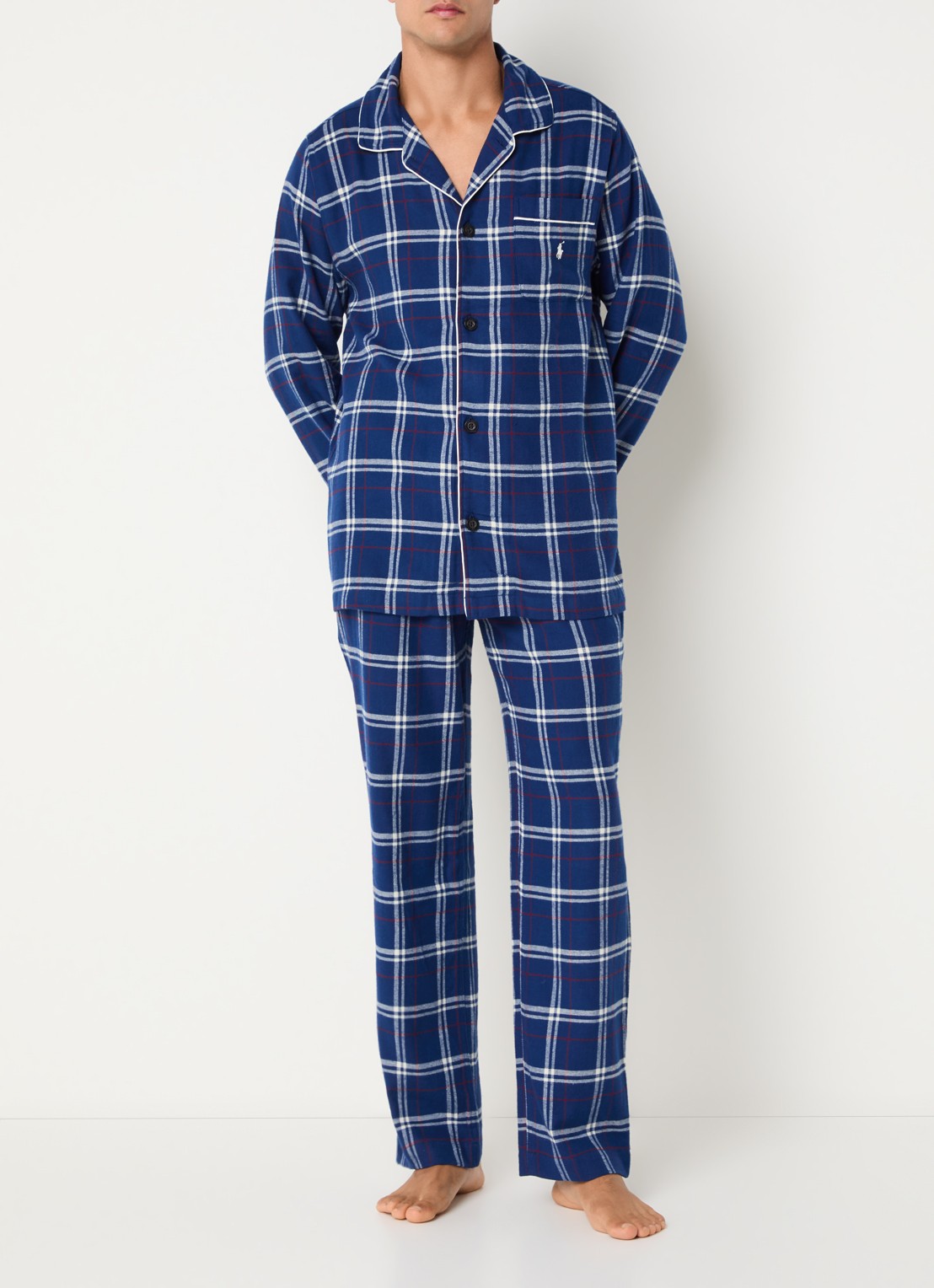 Ralph Lauren Pyjamaset met ruit dessin - detail royalblauw