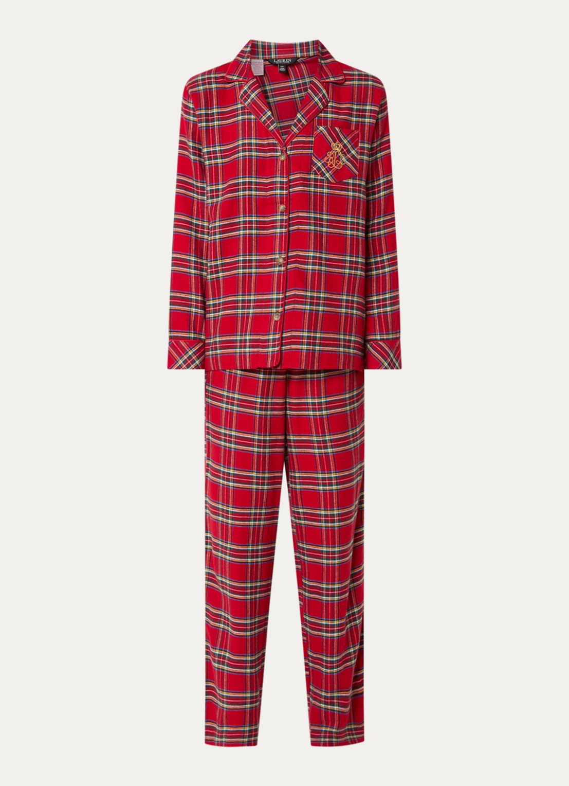 Ralph Lauren Pyjamaset met ruitdessin - voorkant rood