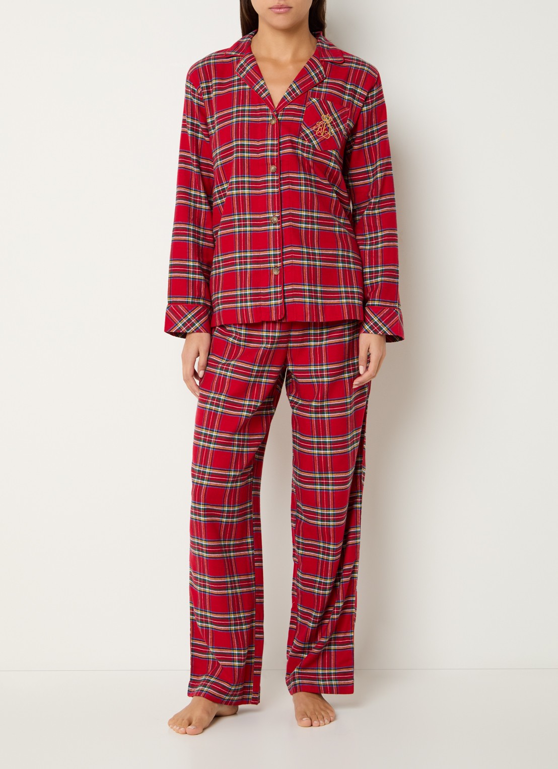 Ralph Lauren Pyjamaset met ruitdessin - voorkant 2 rood