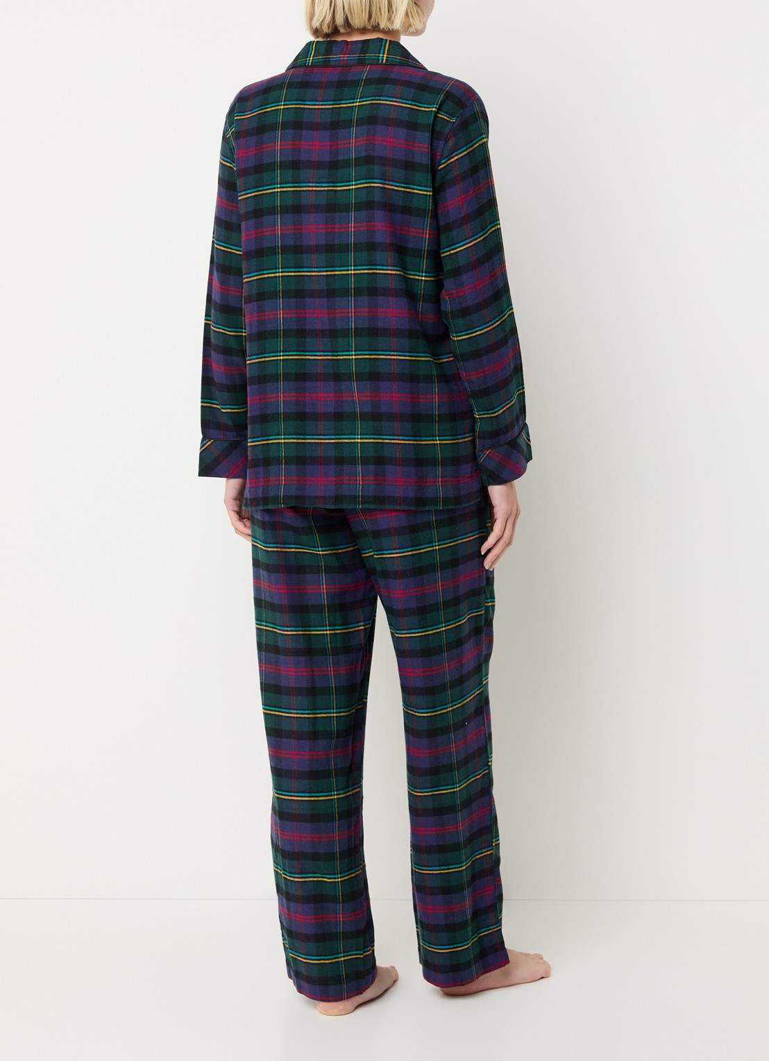 Ralph Lauren Pyjamaset met ruitdessin - achterkant donkerblauw