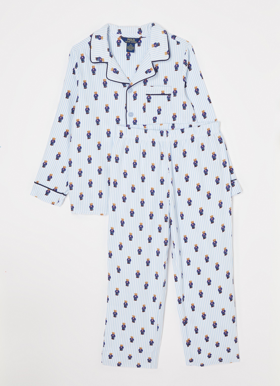 Ralph Lauren Pyjamaset met ruitdessin  - voorkant lichtblauw