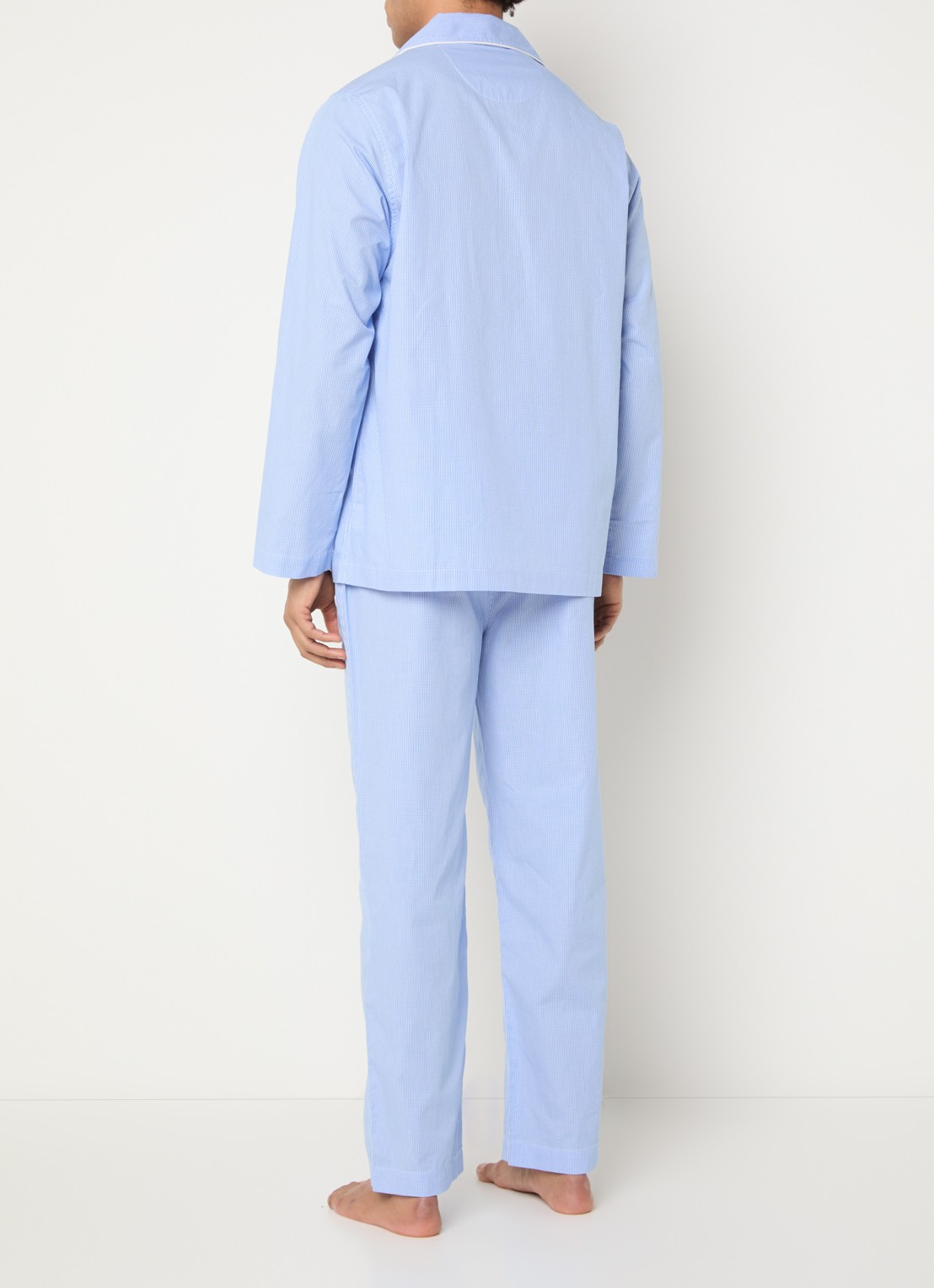Ralph Lauren Pyjamaset met streepprint en borstzak - achterkant 2 blauw