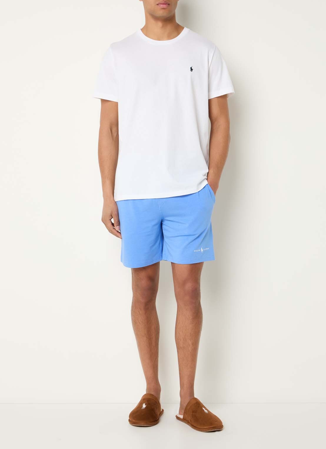 Ralph Lauren Pyjamashort met logo - voorkant 4 lichtblauw
