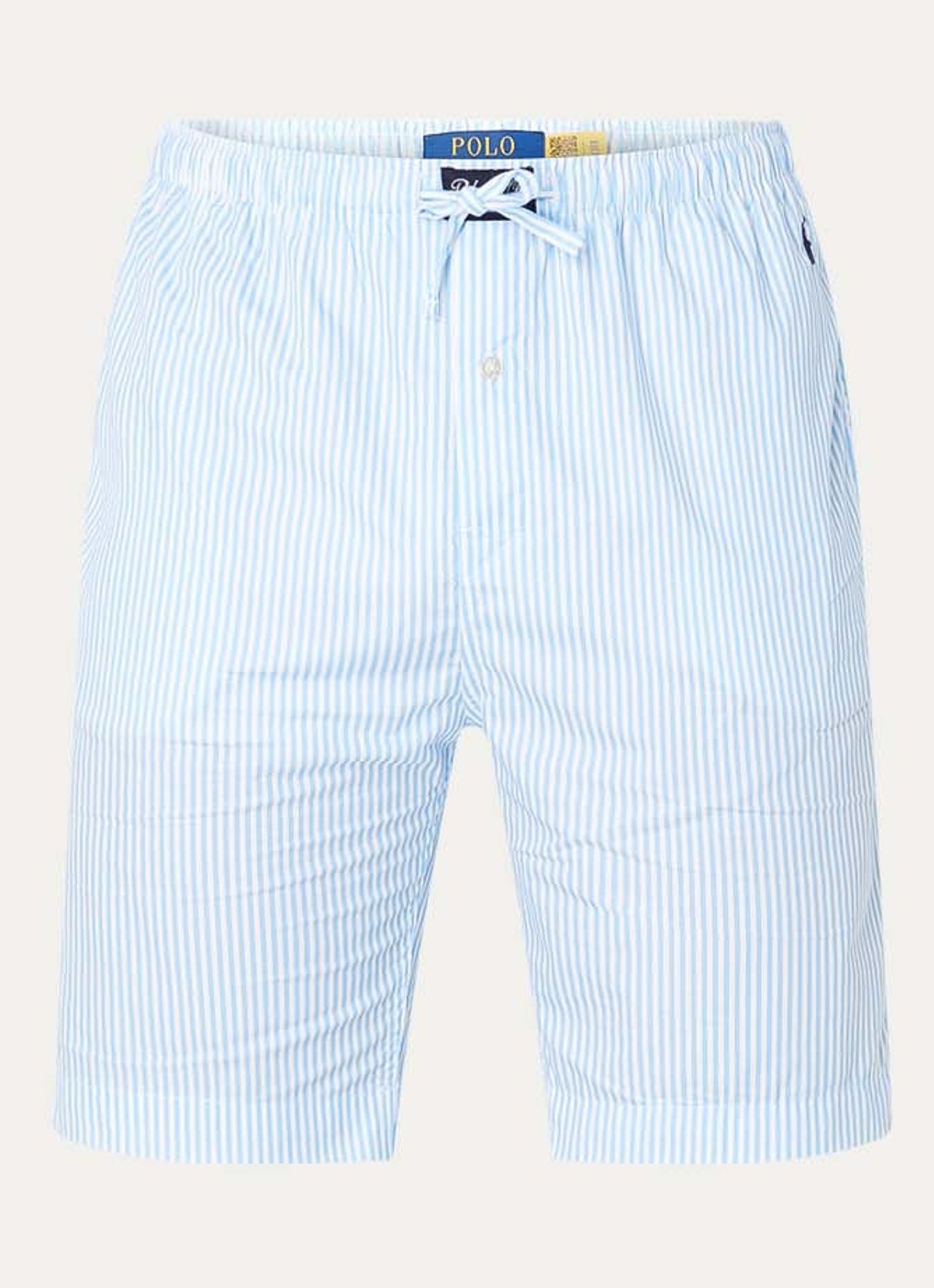 Ralph Lauren Pyjamashorts met streepprint en logo - voorkant 3 lichtblauw