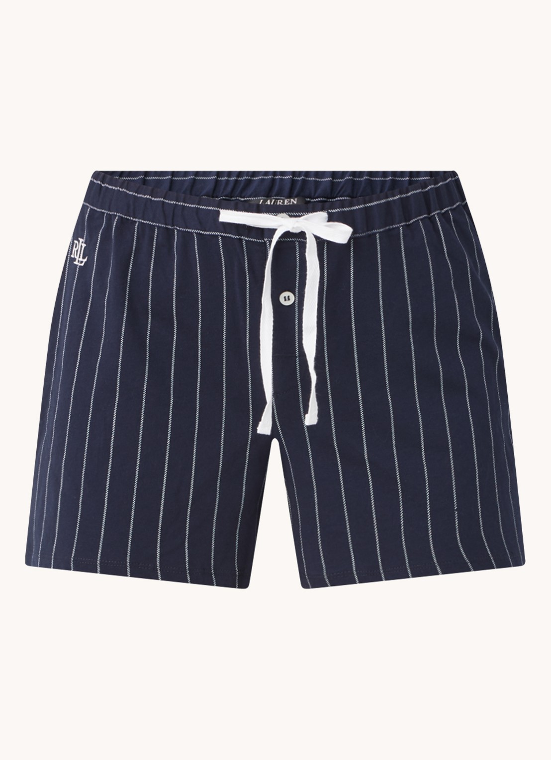 Ralph Lauren Pyjamashorts met streepprint - voorkant donkerblauw
