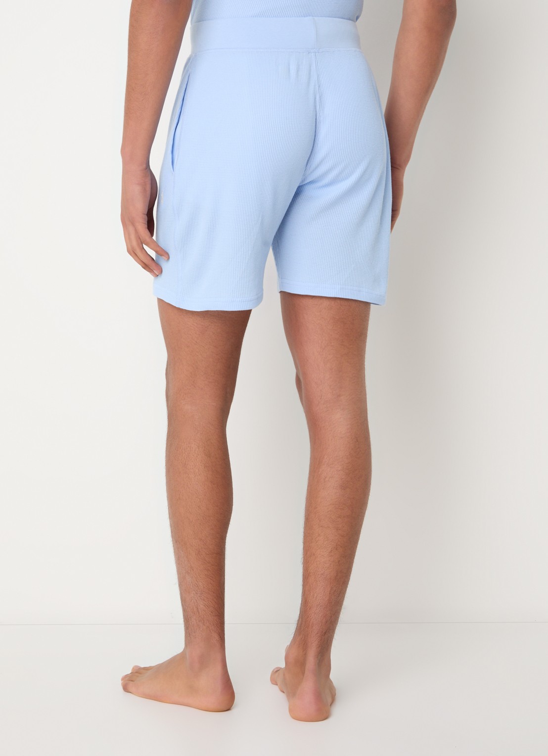 Ralph Lauren Pyjamashorts met structuur - achterkant 3 lichtblauw