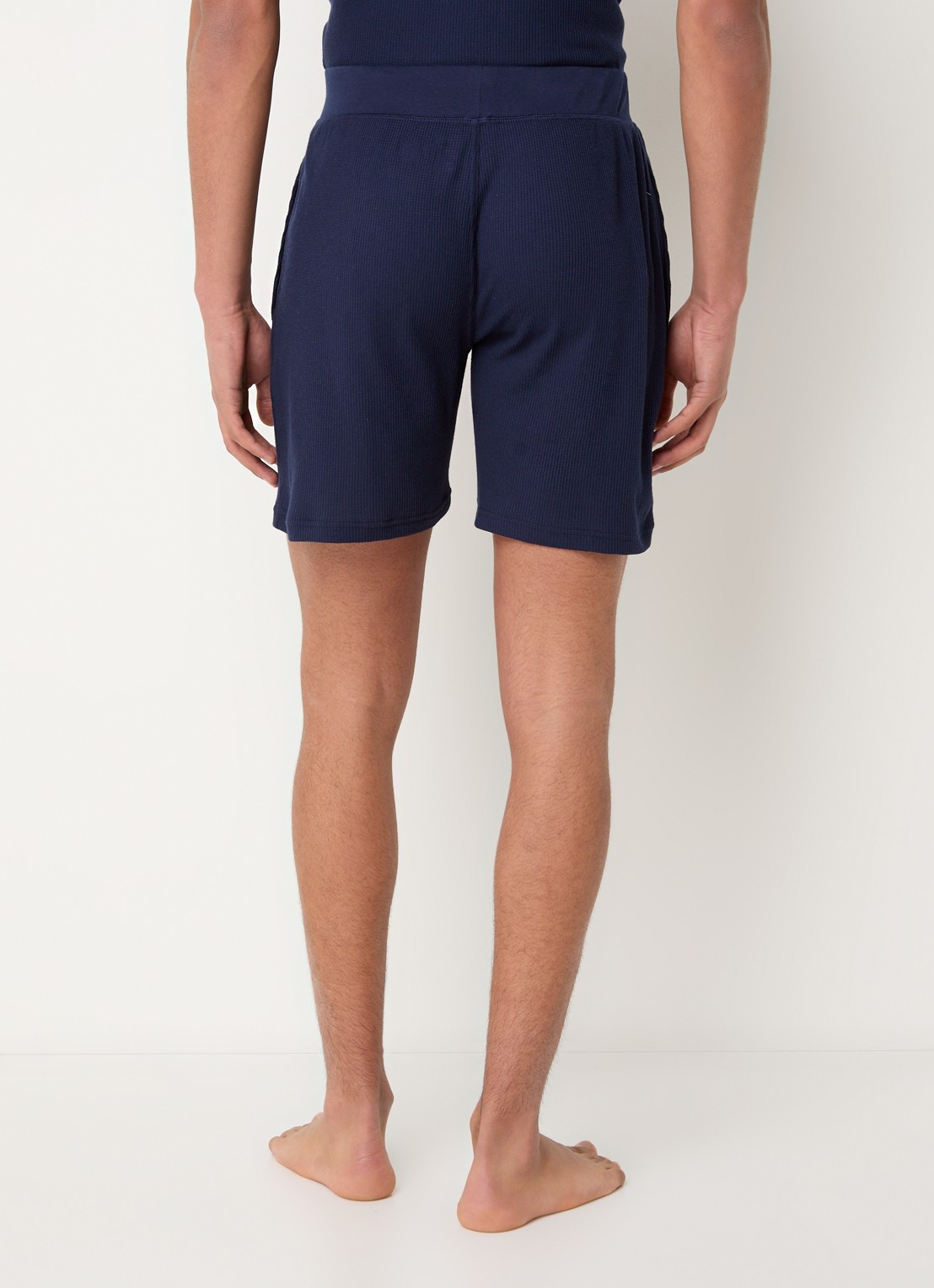 Ralph Lauren Pyjamashorts met structuur - achterkant donkerblauw