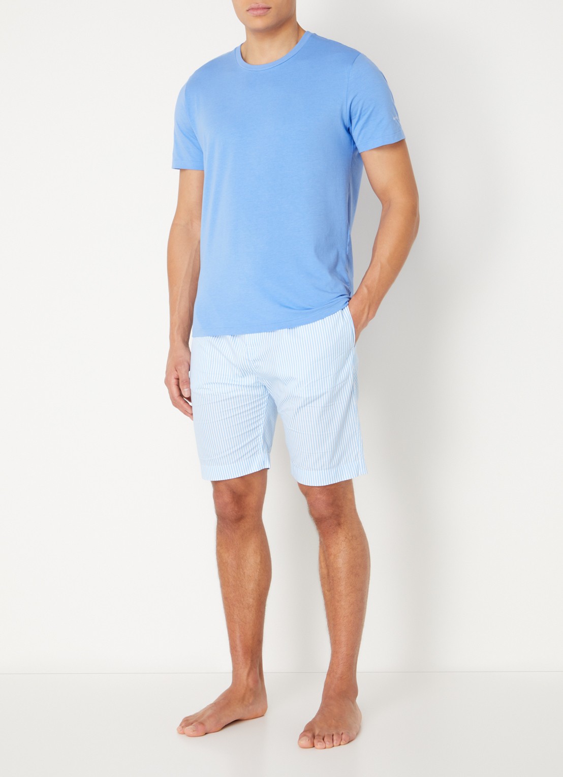 Ralph Lauren Pyjamatop met logo - voorkant 3 blauw