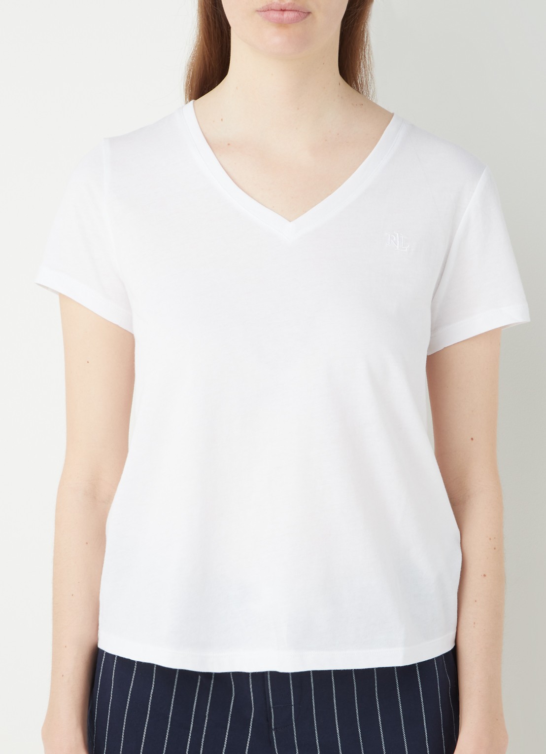 Ralph Lauren Pyjamatop met logoborduring - detail wit