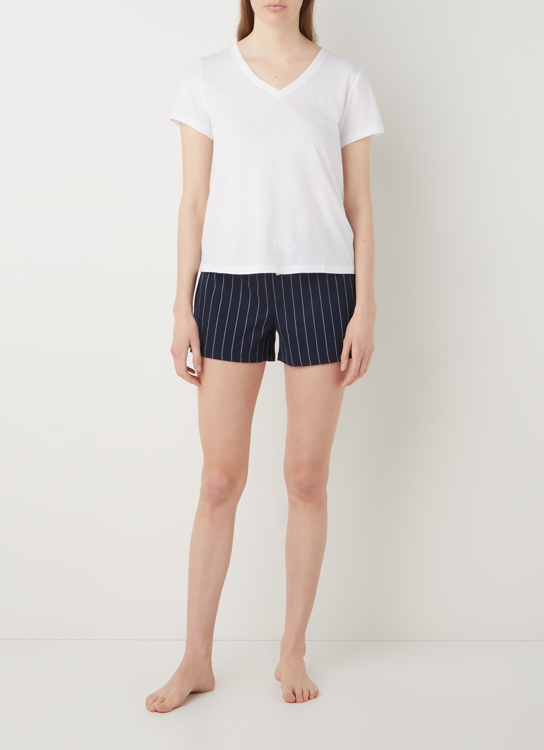 Ralph Lauren Pyjamatop met logoborduring - voorkant 4 wit