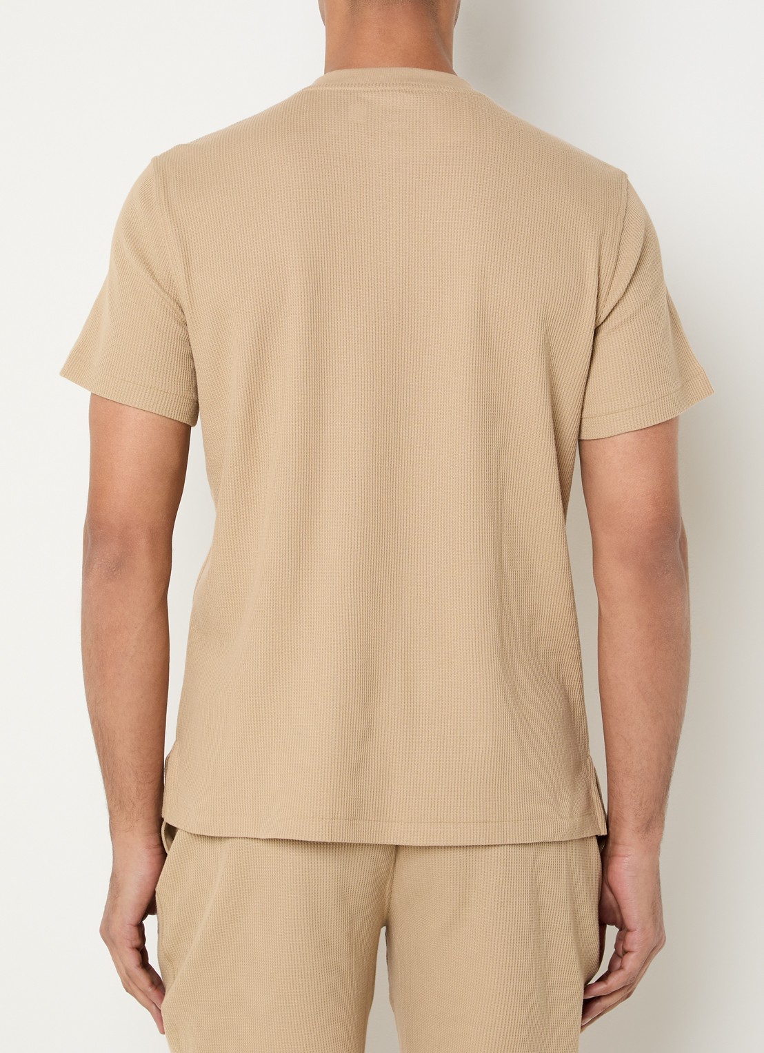 Ralph Lauren Pyjamatop met structuur - achterkant 3 camel