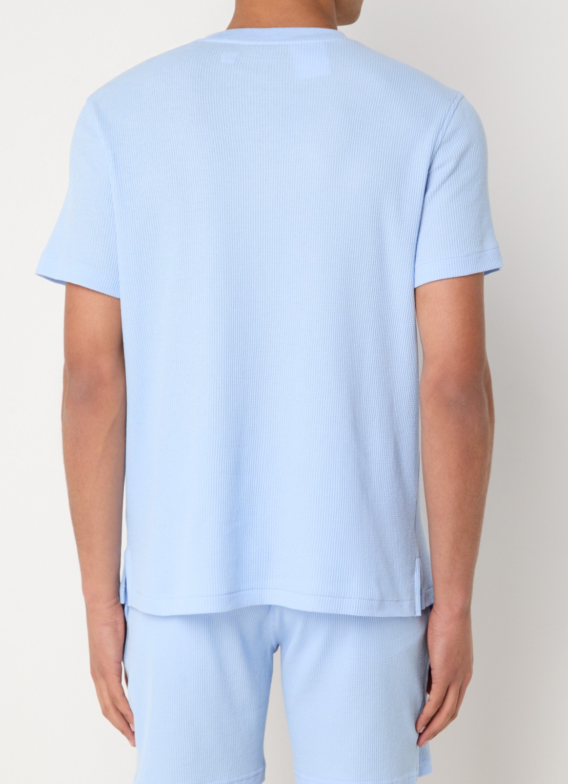 Ralph Lauren Pyjamatop met structuur - achterkant 4 lichtblauw