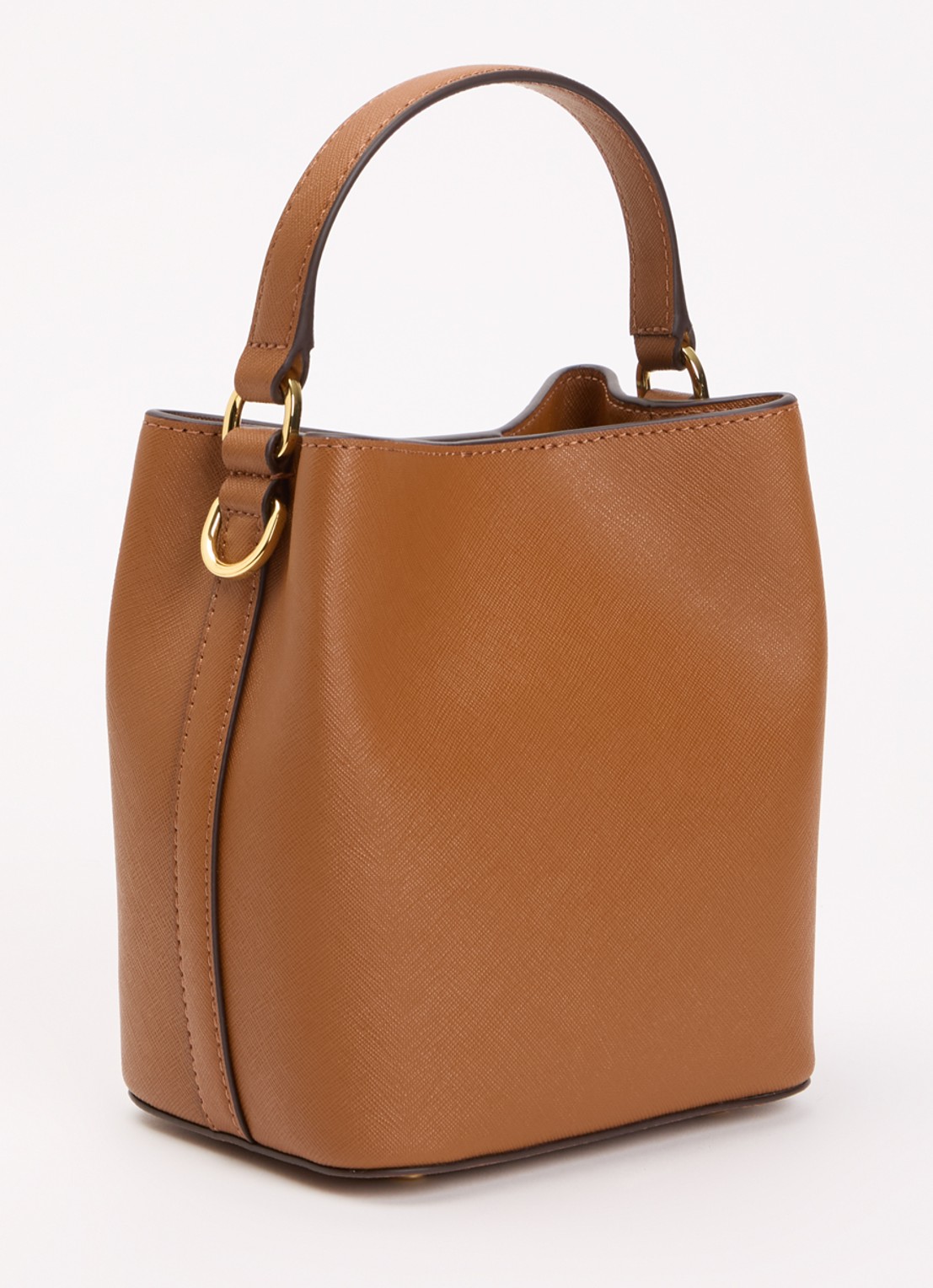 Ralph Lauren Reese handtas van leer met afneembare schouderriem  - achterkant roodbruin