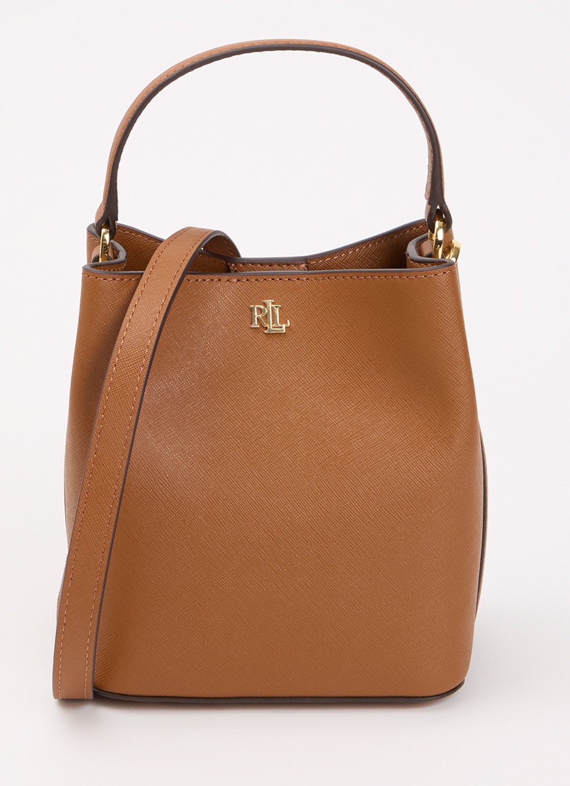 Ralph Lauren Reese handtas van leer met afneembare schouderriem  - voorkant 2 roodbruin