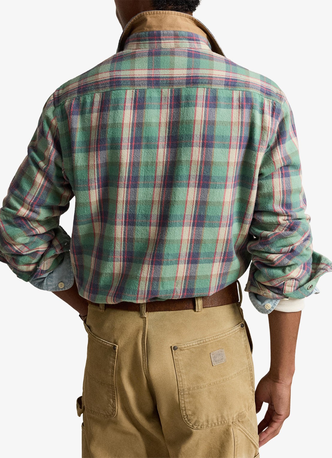Ralph Lauren Regent custom fit overhemd met streepprint - achterkant 7339 green pink multi / groen