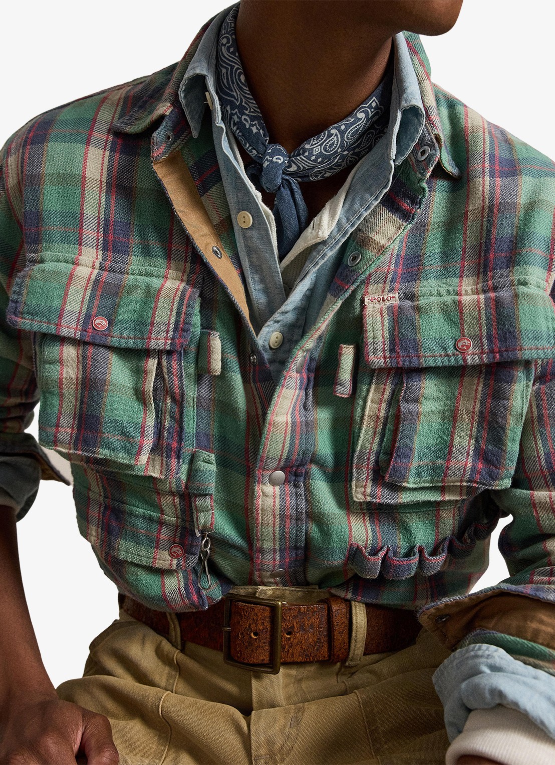 Ralph Lauren Regent custom fit overhemd met streepprint - detail 5 7339 green pink multi / groen