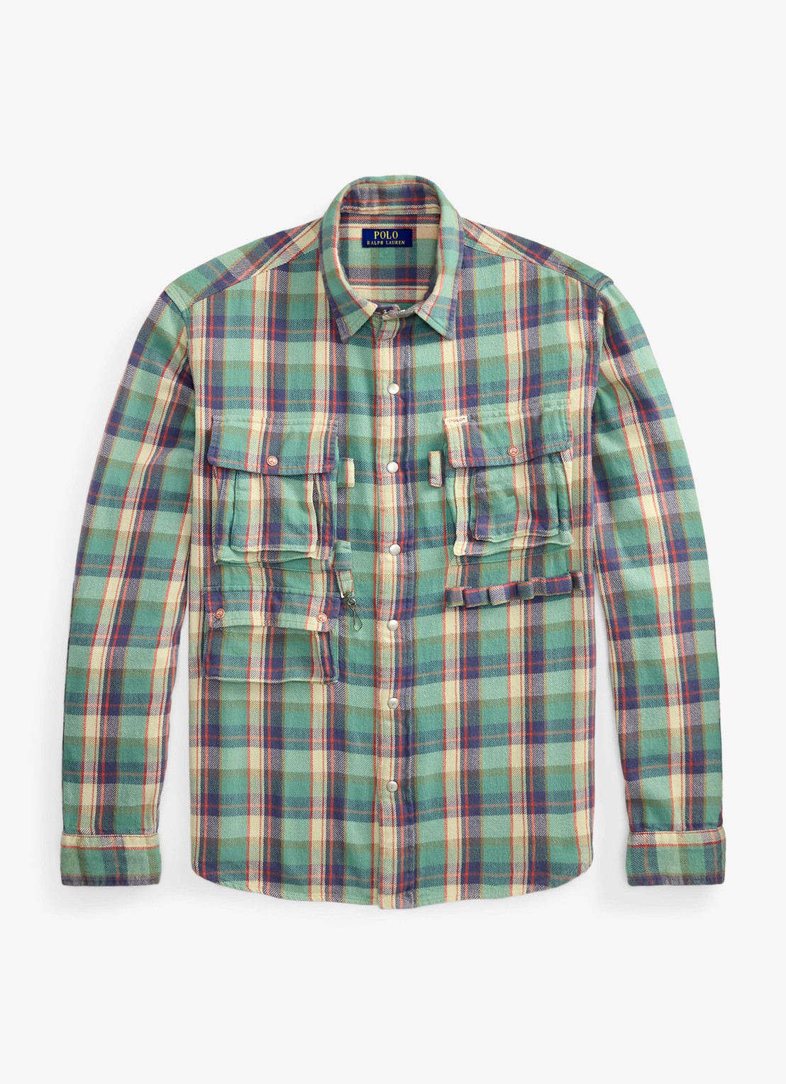 Ralph Lauren Regent custom fit overhemd met streepprint - voorkant 2 7339 green pink multi / groen
