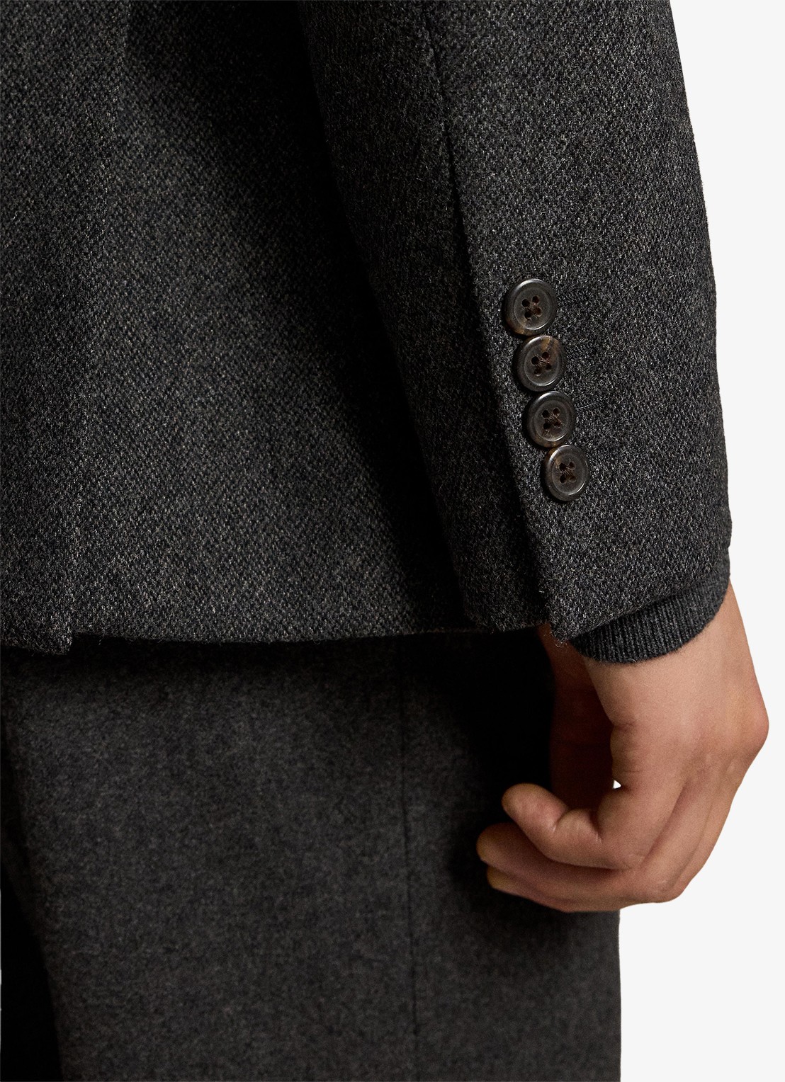 Ralph Lauren Regular fit colbert in wolblend met klepzakken - detail 5 charcoal / antraciet