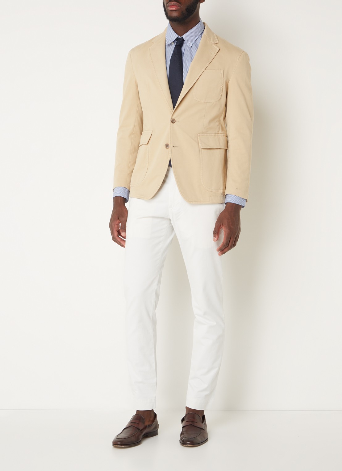 Ralph Lauren Regular fit colbert met klepzakken en borstzak - voorkant 3 beige