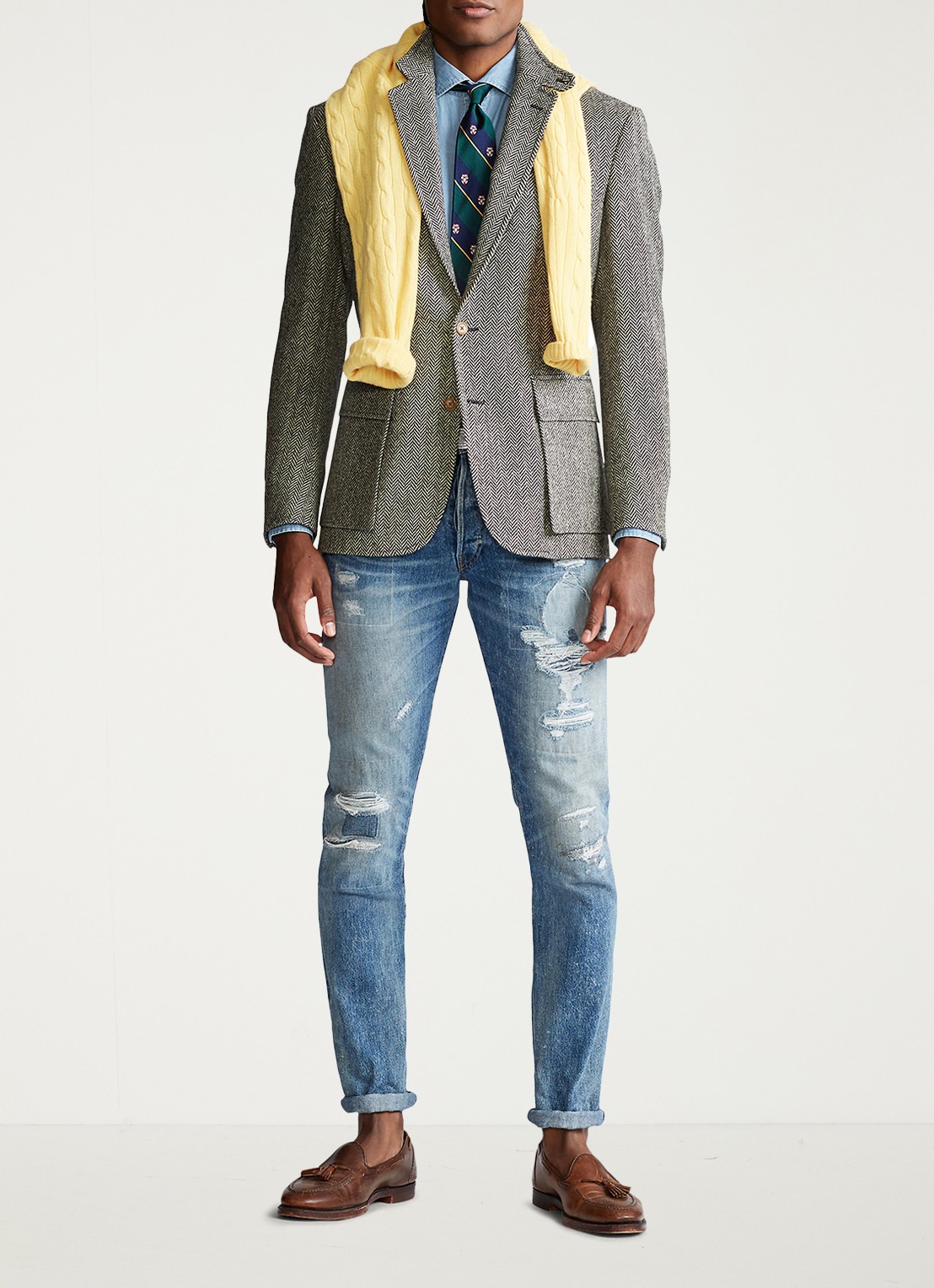 Ralph Lauren Regular fit colbert met klepzakken - voorkant 5 black and cream / zwart