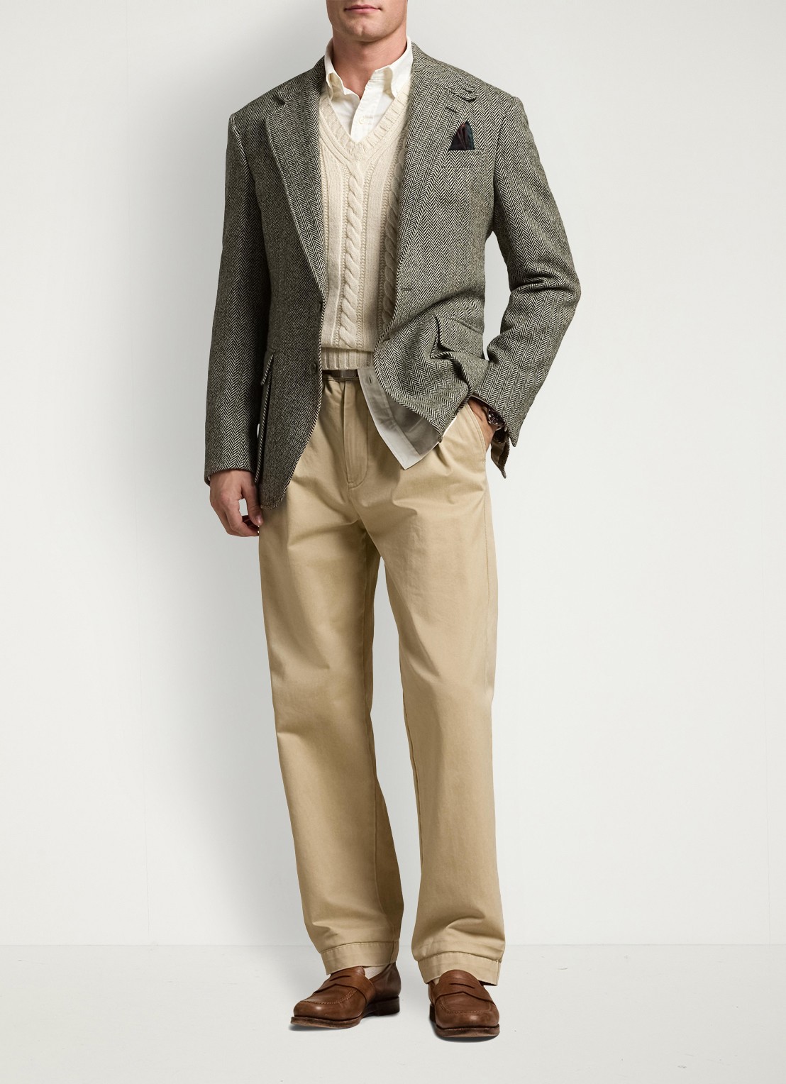 Ralph Lauren Regular fit colbert met klepzakken - voorkant 6 black and cream / zwart