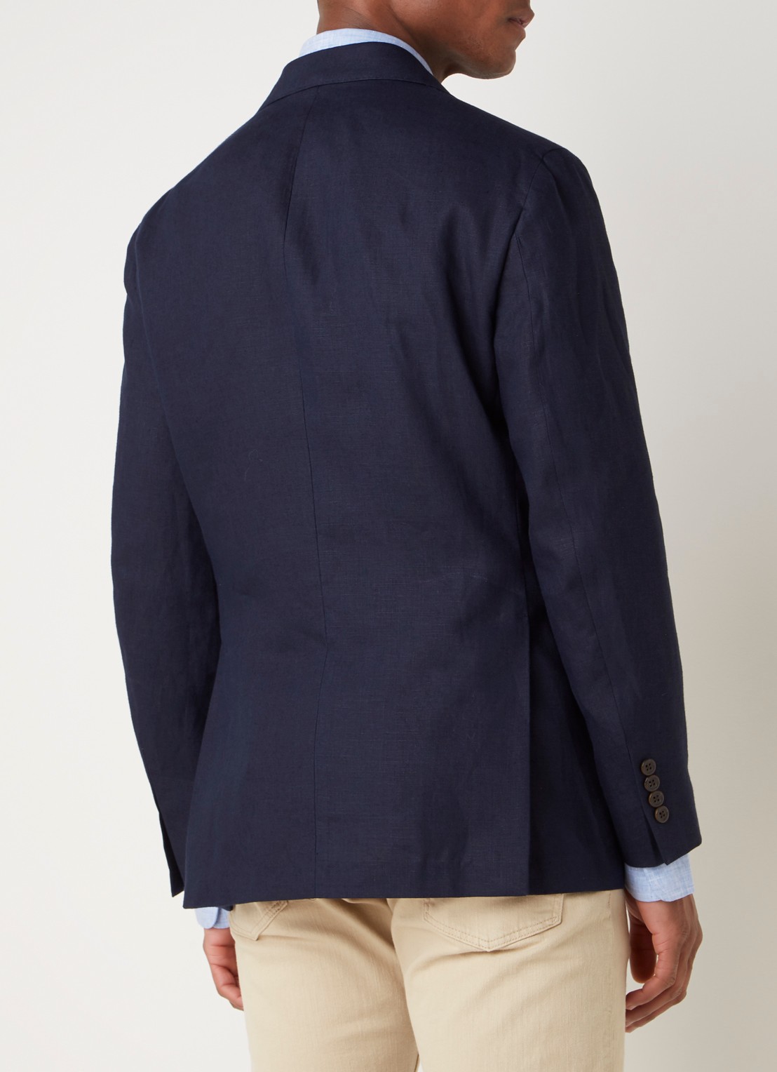 Ralph Lauren Regular fit colbert van linnen met klepzakken - achterkant donkerblauw