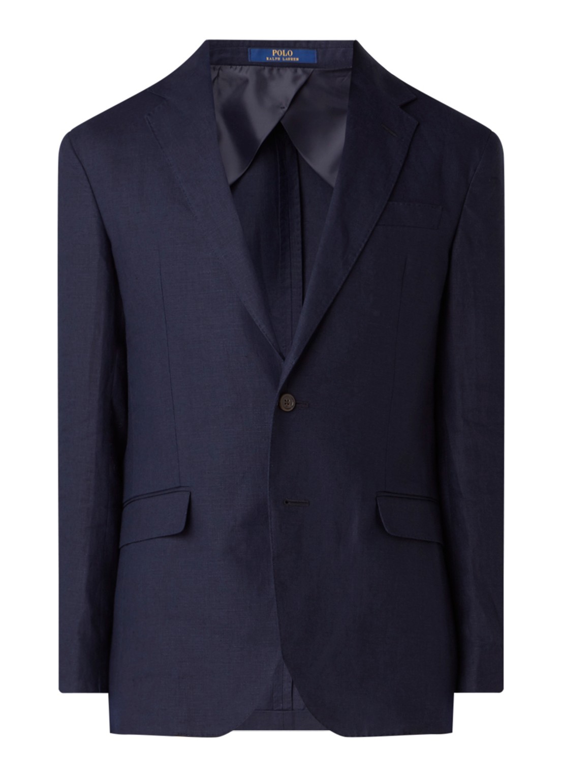 Ralph Lauren Regular fit colbert van linnen met klepzakken - voorkant 3 donkerblauw