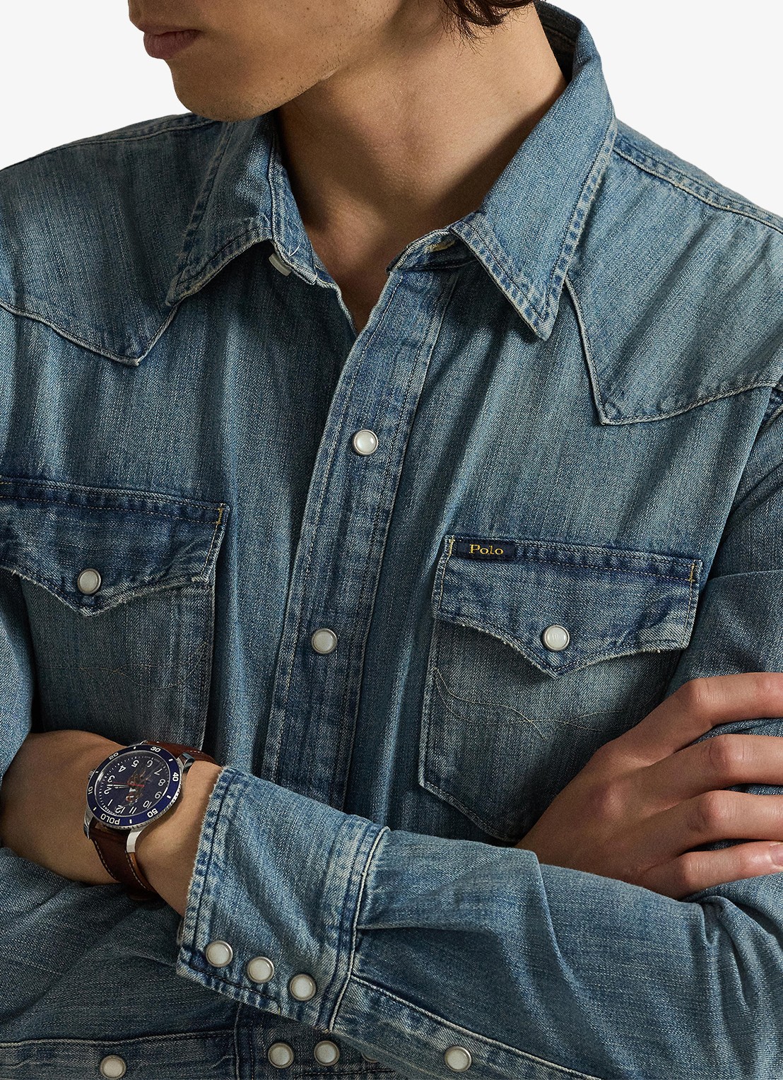 Ralph Lauren Regular fit denim overhemd met drukknoopsluiting - detail 2 indigo