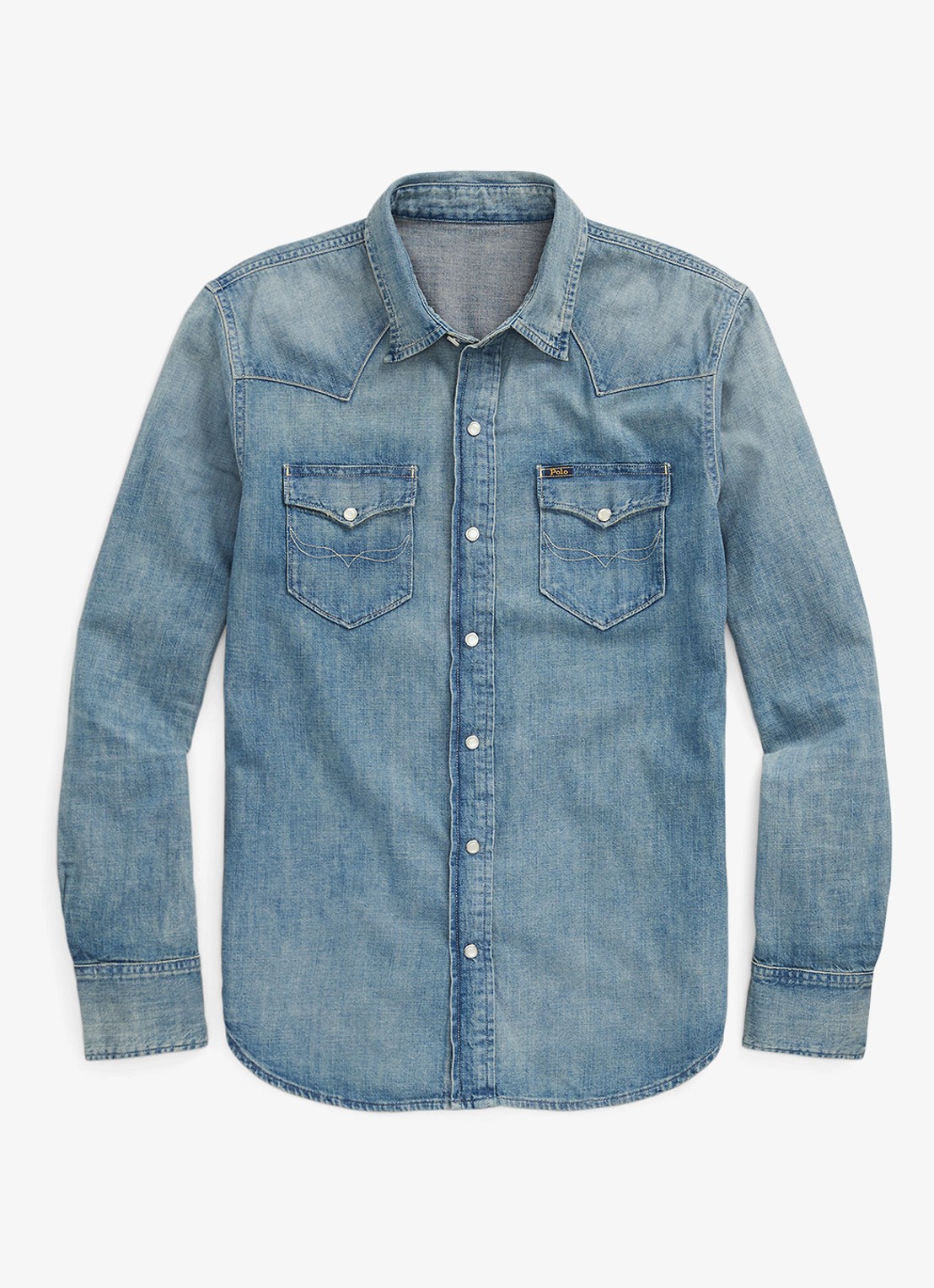 Ralph Lauren Regular fit denim overhemd met drukknoopsluiting - voorkant 7 indigo