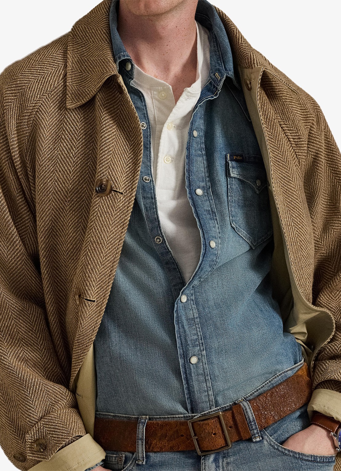 Ralph Lauren Regular fit denim overhemd met drukknoopsluiting - detail 4 indigo