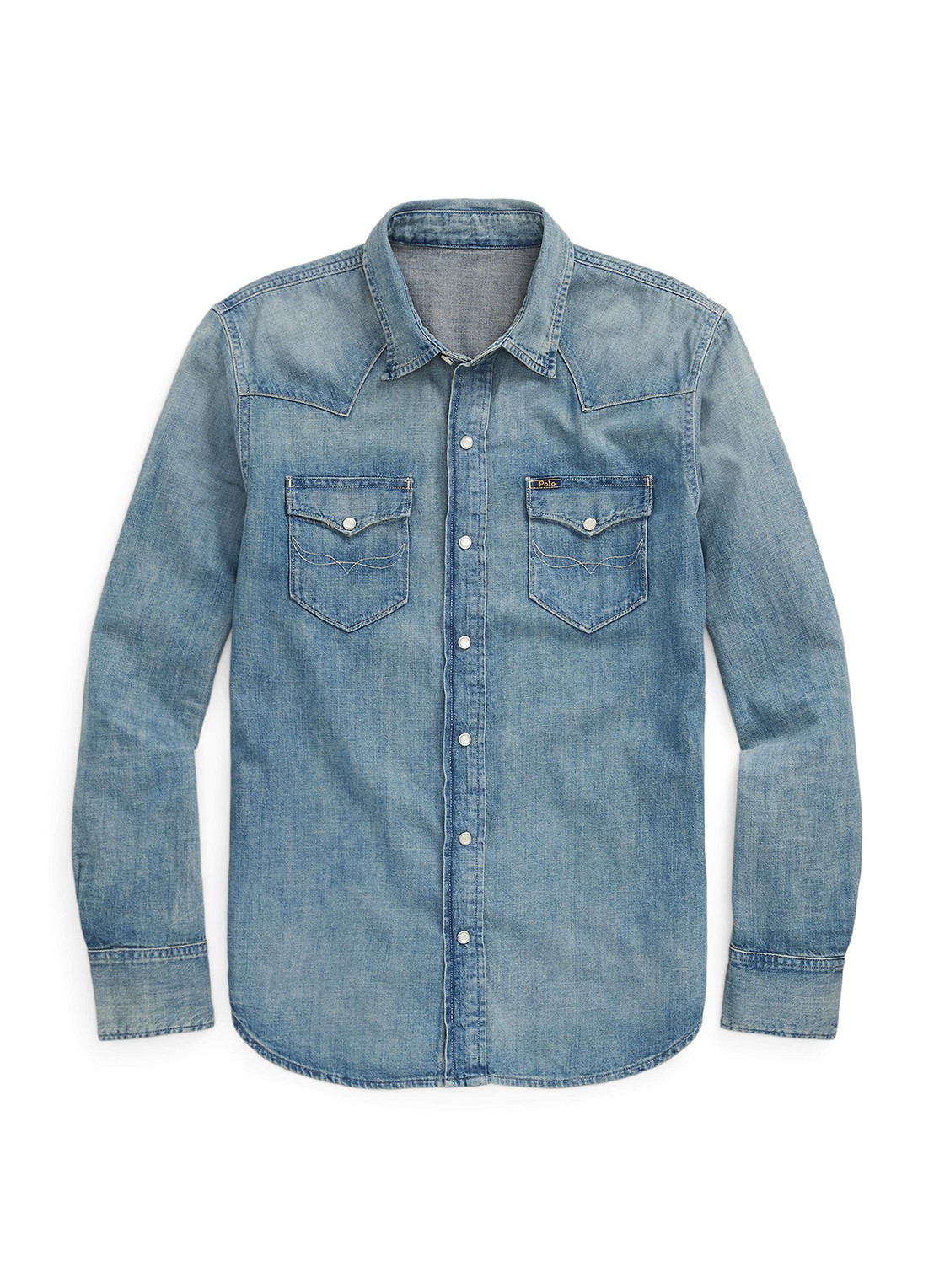 Ralph Lauren Regular fit denim overhemd met drukknoopsluiting - voorkant 9 indigo