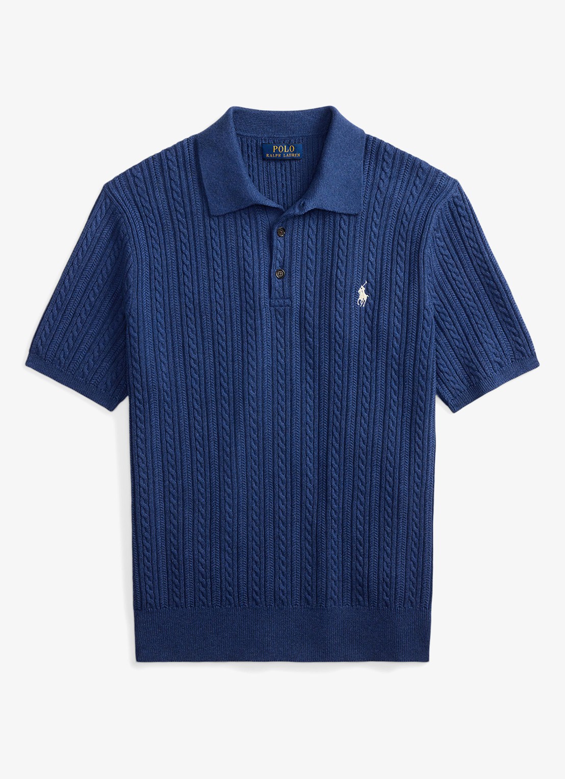 Ralph Lauren Regular fit kabelgebreide polo met logoborduring - voorkant rustic navy hthr-3r19