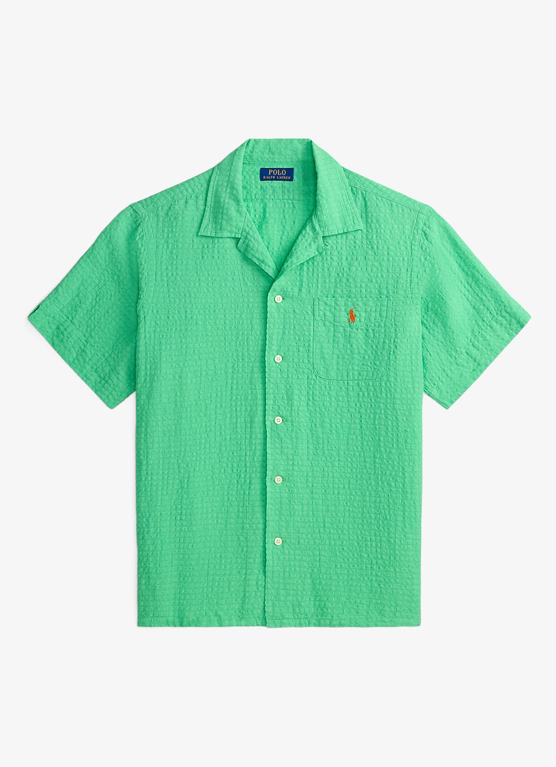 Ralph Lauren Regular fit overhemd in linnenblend met borstzak en logoborduring - voorkant 4 plato green-2zb8