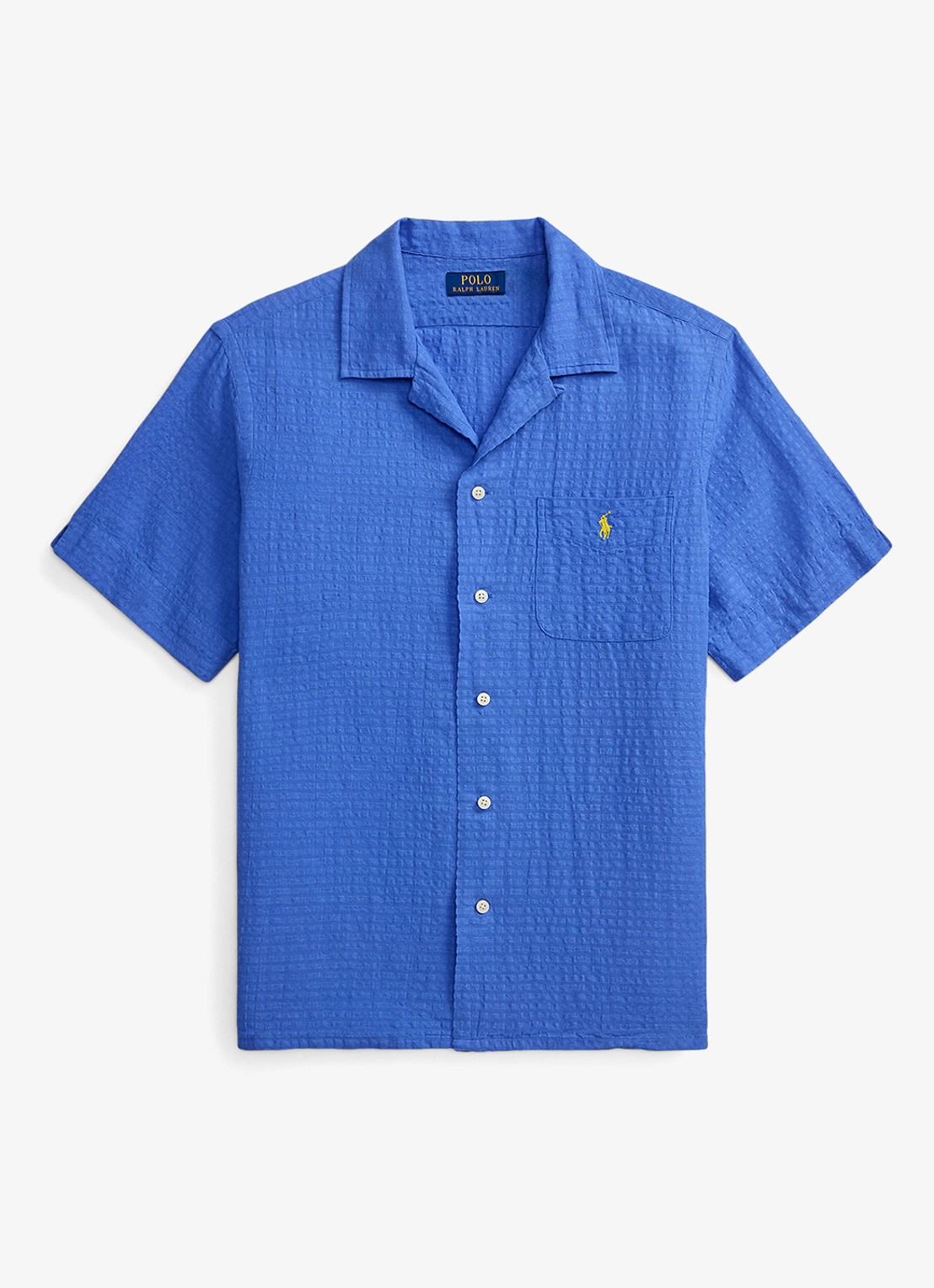 Ralph Lauren Regular fit overhemd in linnenblend met borstzak en logoborduring - voorkant 2 scottsdale blue-2woj