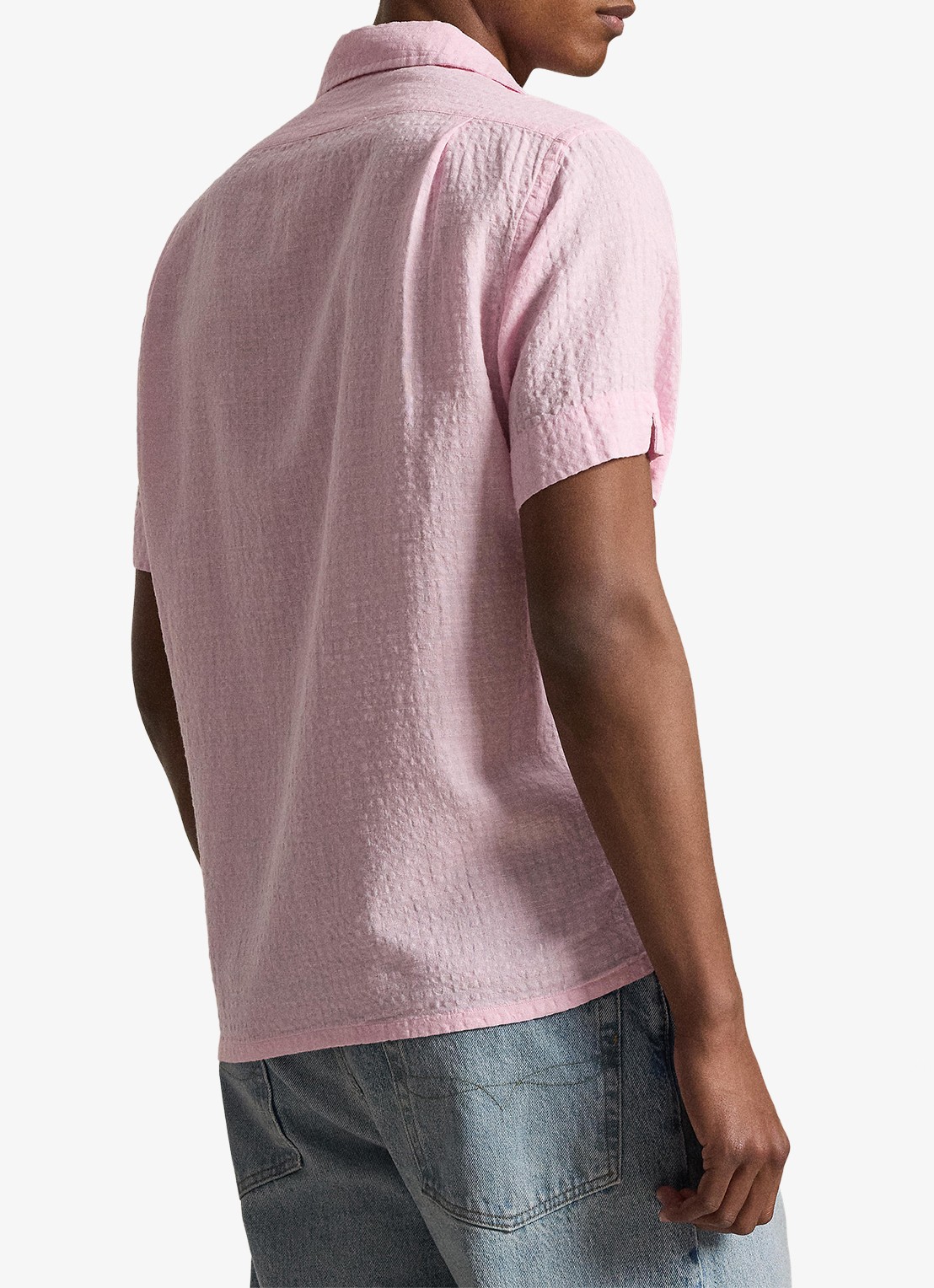 Ralph Lauren Regular fit overhemd in linnenblend met borstzak en logoborduring - achterkant carmel pink / roze