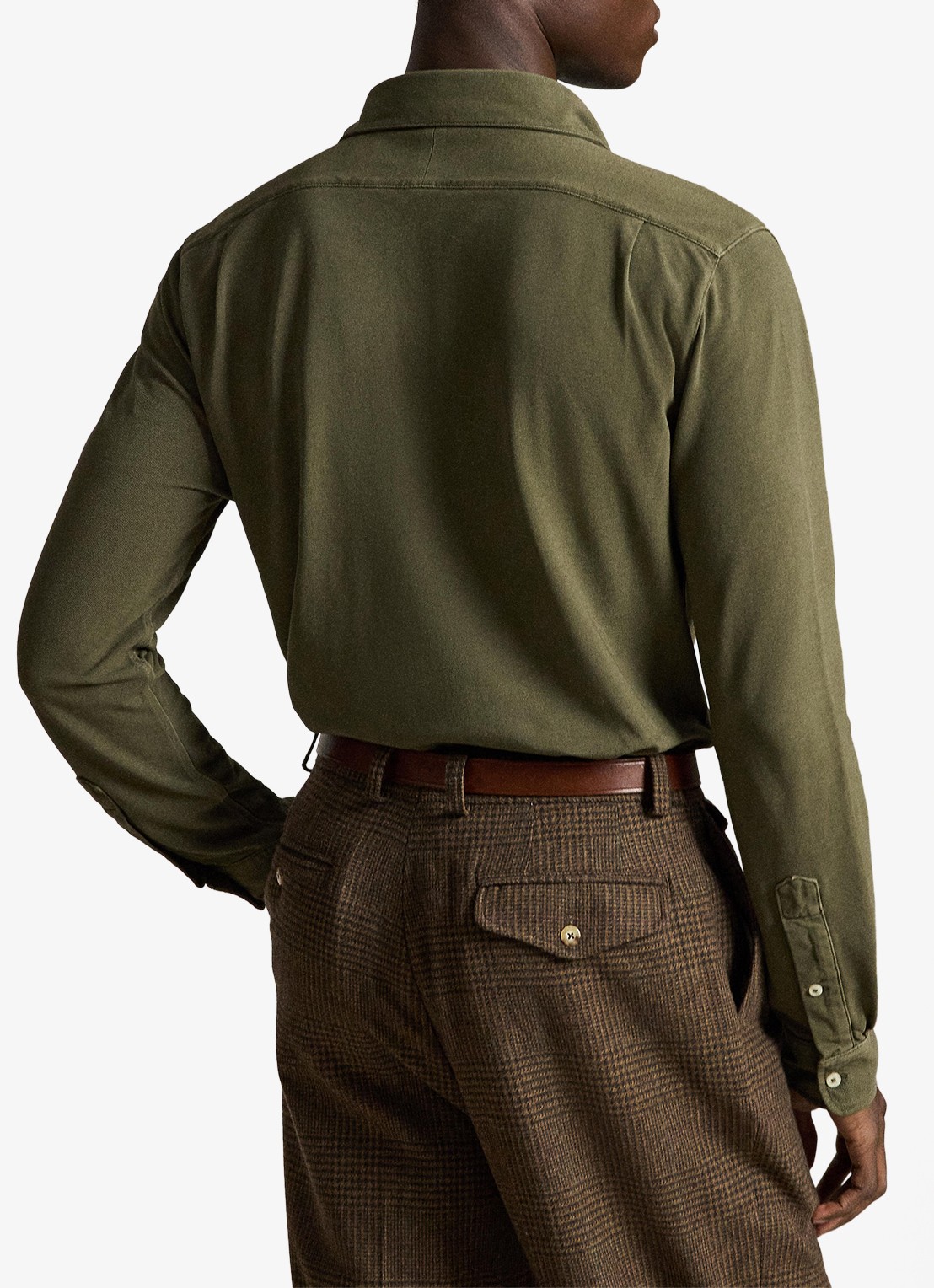 Ralph Lauren Regular fit overhemd met logo - achterkant 3 outdoors olive / olijfgroen