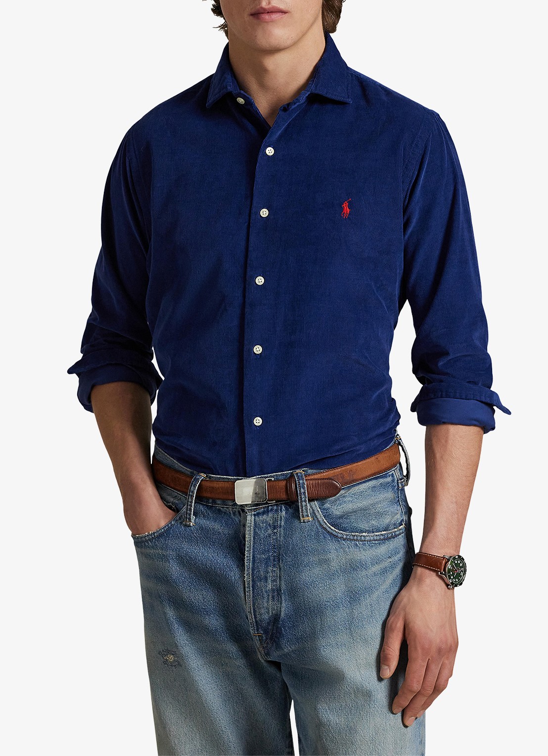 Ralph Lauren Regular fit overhemd met logoborduring - detail 3 freshwater / donkerblauw